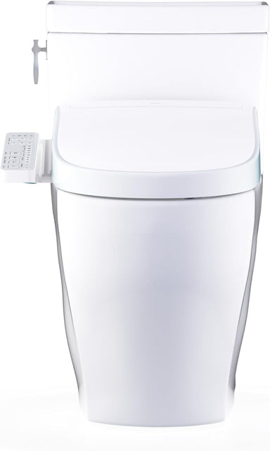 TOTO Aimes WASHLET+ S2 One-Piece Toilet - White toilet with electronic control panel on a white background