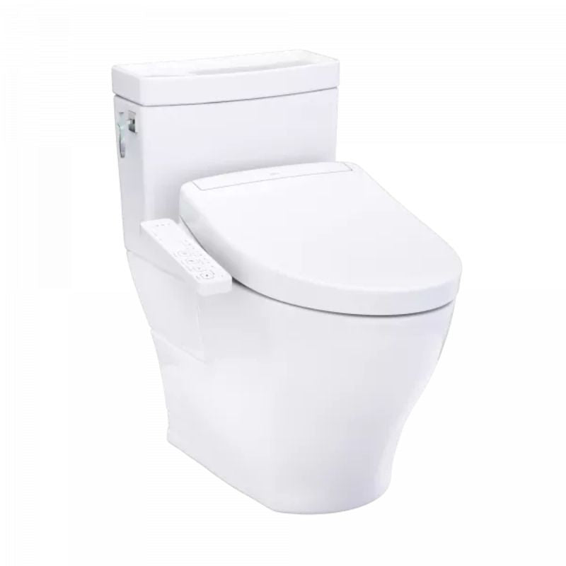 TOTO Aimes WASHLET+ S2 One-Piece Toilet - White toilet on a white background