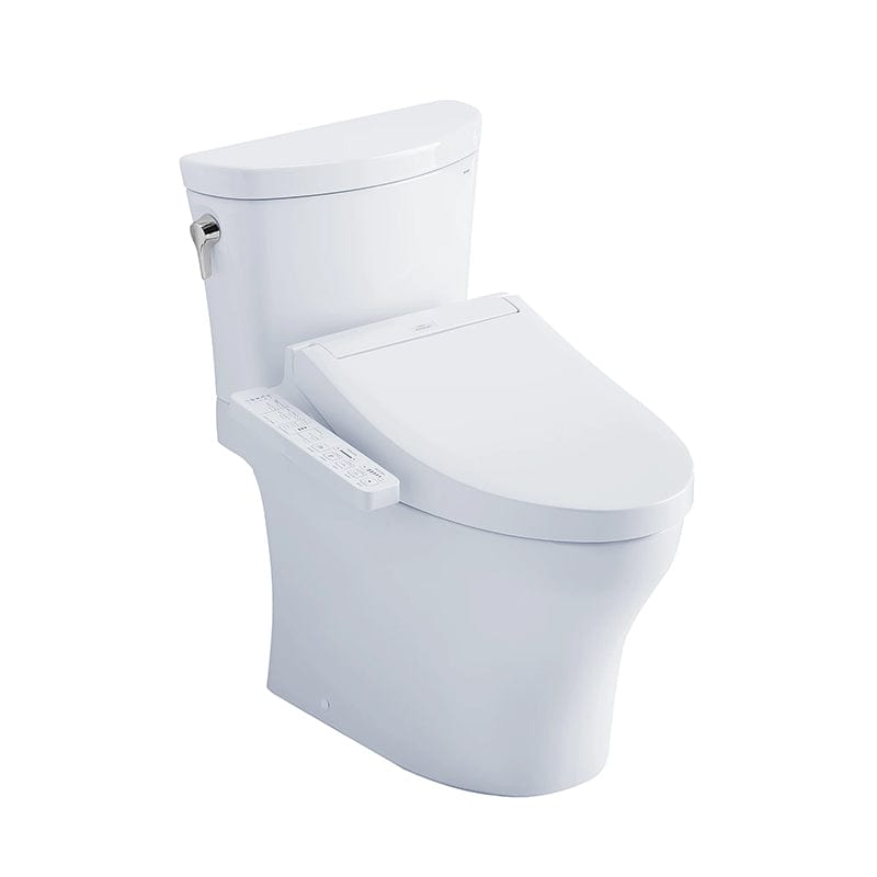 TOTO Aquia IV Arc Washlet+ C2 Two-Piece Toilet, Universal Height, 1.28 GPF & 0.9 GPF, shown in white. Image filename: toto_aquia_iv.jpg