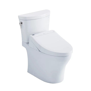 TOTO Aquia IV Arc Washlet+ C5 two-piece toilet with dual flush design for efficient water use, shown in universal height.