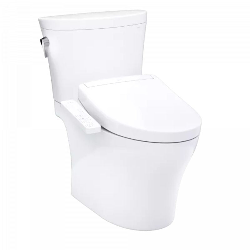 TOTO Aquia IV Arc WASHLET+ S2 Two-Piece Toilet - White toilet with closed lid on a white background