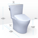 TOTO Aquia IV Arc Washlet Two-Piece Toilet dimensions, showcasing height, width, and rough-in measurements.