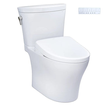 TOTO Aquia IV Arc Washlet with S7 Two-Piece Toilet, featuring 1.28 & 0.9 GPF dual flush system and modern design.