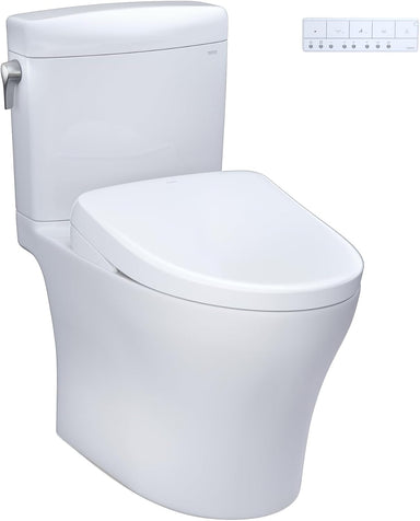 TOTO Aquia IV Cube Washlet+ S7A Two-Piece - White toilet with a separate tank on a white background