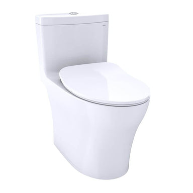 TOTO Aquia IV One-Piece Toilet with dual flush 1.28 GPF & 0.9 GPF for water efficiency, modern bathroom design