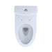 Overhead view of TOTO Aquia IV two-piece toilet, elongated design, dual flush 1.28 and 0.9 GPF, universal height, no seat included.