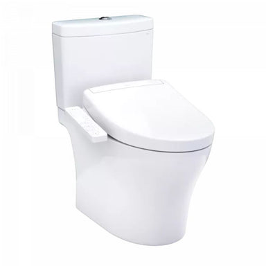 TOTO Aquia IV WASHLET+ S2 Two-Piece Toilet - White toilet with seat on a white background