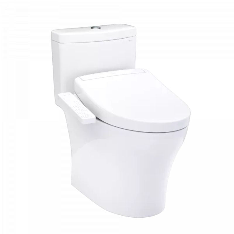 TOTO Aquia IV WASHLET+ S2 One-Piece Toilet - White toilet on a white background