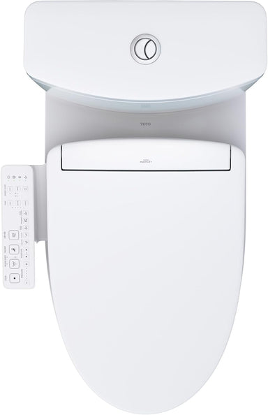 TOTO Aquia IV WASHLET+ S2 Two-Piece Toilet - Top view on a white background