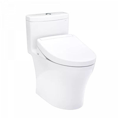 TOTO Aquia IV WASHLET+ S5 One-Piece Toilet - White toilet on a white background