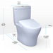 Alt Tag: TOTO Aquia IV Washlet S7 two-piece toilet dimensions and features, including universal height and GPF efficiency details.