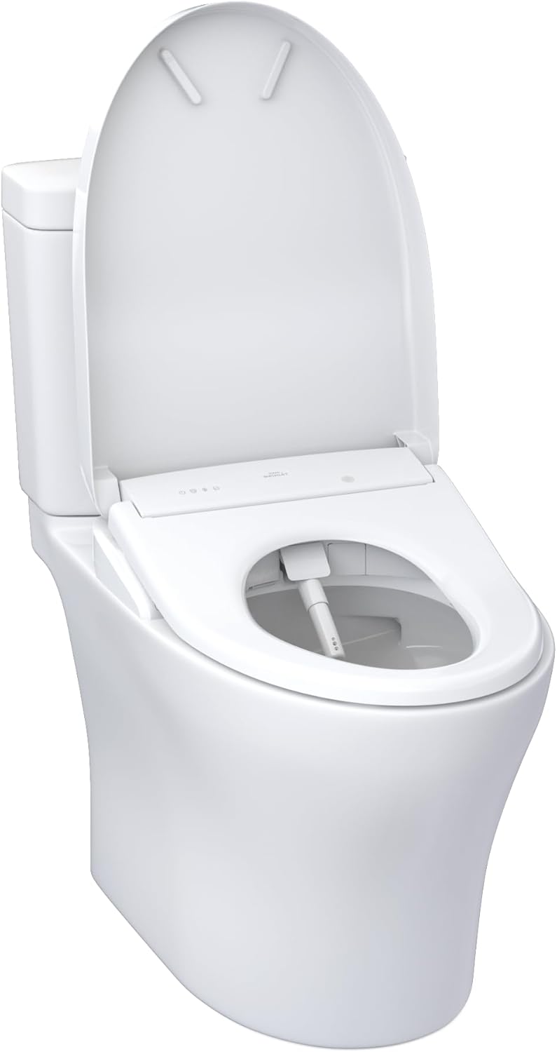 TOTO Aquia IV Washlet+ S7 Two-Piece - 1.28 GPF & 0.9 GPF - open lid