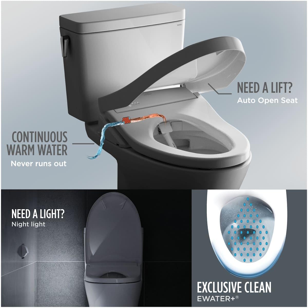 TOTO Aquia IV Washlet+ S7A One-Piece - auto lid, night light, and ewater technology