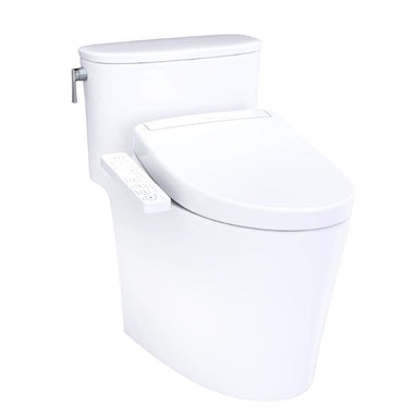 TOTO  Aurora 1G WASHLET+ S2 One-Piece Toilet - 1.0 GPF - White toilet with seat cover on a white background