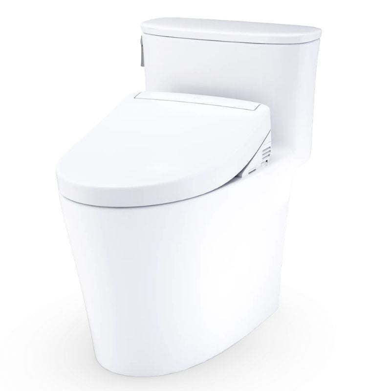 TOTO  Aurora 1G WASHLET+ One-Piece Toilet - 1.0 GPF - White toilet bowl with cover on a white background