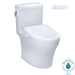 TOTO Aquia IV Cube Washlet+ S7A Two-Piece Toilet with remote control and WaterSense label, featuring 1.28 & 0.9 GPF efficiency.