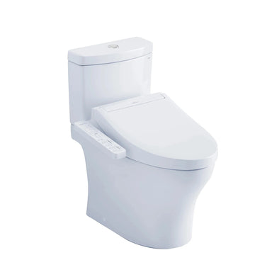 TOTO Aquia IV Washlet+ C2 Two-Piece Toilet with 1.28 GPF & 0.9 GPF features, white, angle view