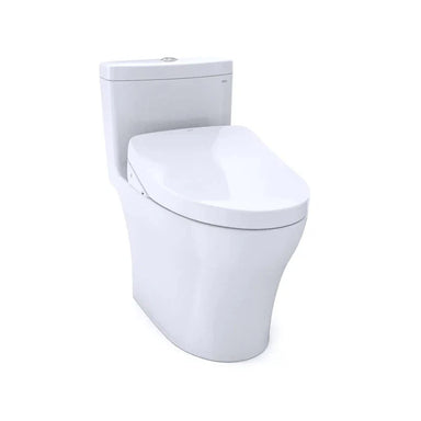 TOTO Aquia IV Washlet+ S550E one-piece bidet toilet combo with sleek design, efficient 1.28 GPF and 0.9 GPF flush system.