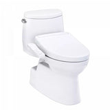 TOTO Carlyle II 1G WASHLET+ S2 One-Piece Toilet - White toilet with closed lid on a white background