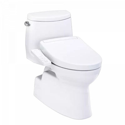 TOTO Carlyle II 1G WASHLET+ S2 One-Piece Toilet - White toilet with closed lid on a white background