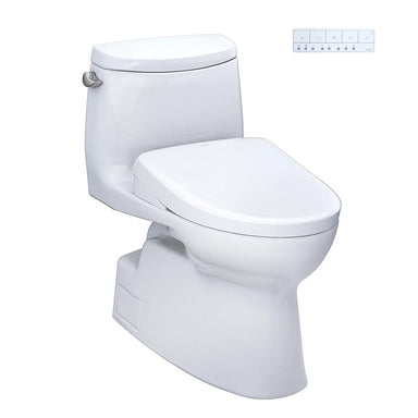 TOTO Carlyle II Washlet S7 one-piece toilet with 1.28 GPF, featuring a sleek design and advanced bidet functions.