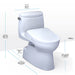 TOTO Carlyle II Washlet + S7A One-Piece 1.28 GPF toilet with dimensions in white, showcasing ergonomic design and modern efficiency.