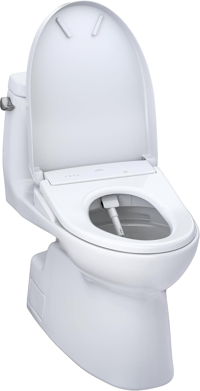 TOTO Carlyle II Washlet+ S7A One-Piece 1.28 GPF - open lid