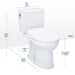 TOTO Drake II 1G Washlet + S7 Two-Piece Toilet, 1.0 GPF, dimensions shown, white porcelain, modern design, efficient flush system.