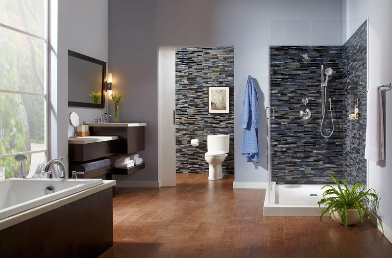 TOTO Drake II Two-Piece Toilet - Modern bathroom with bathtub, shower, and toilet