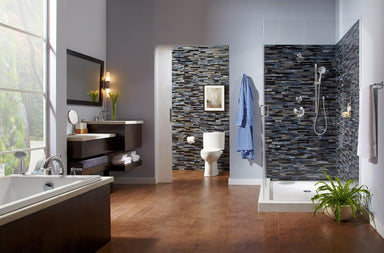 TOTO Drake II Two-Piece Toilet - Modern bathroom with bathtub, shower, and toilet