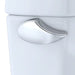 Close-up of the stainless steel flush lever on the TOTO Drake II Two-Piece Round toilet