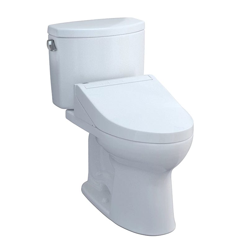 TOTO Drake II Washlet+ C5 Two-Piece 1.28 GPF bidet toilet combo, featuring sleek white design.