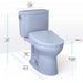 TOTO Drake II Washlet S7 Two-Piece Toilet with Dimensions Shown