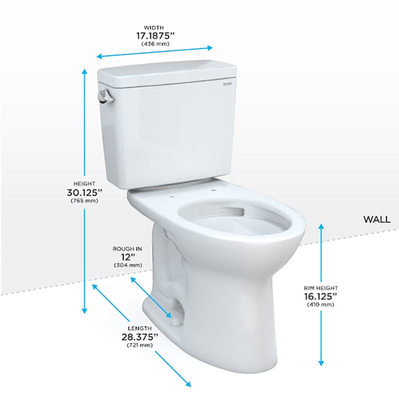 TOTO Drake Sedona Beige Elongated Toilet Dimensions - 1.28 GPF Universal Height, Two-Piece Design (No Seat Included)
