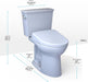 TOTO Drake Transitional WASHLET+ S2 Two-Piece Toilet - 1.28 GPF - white toilet with dimensions labeled on a white background