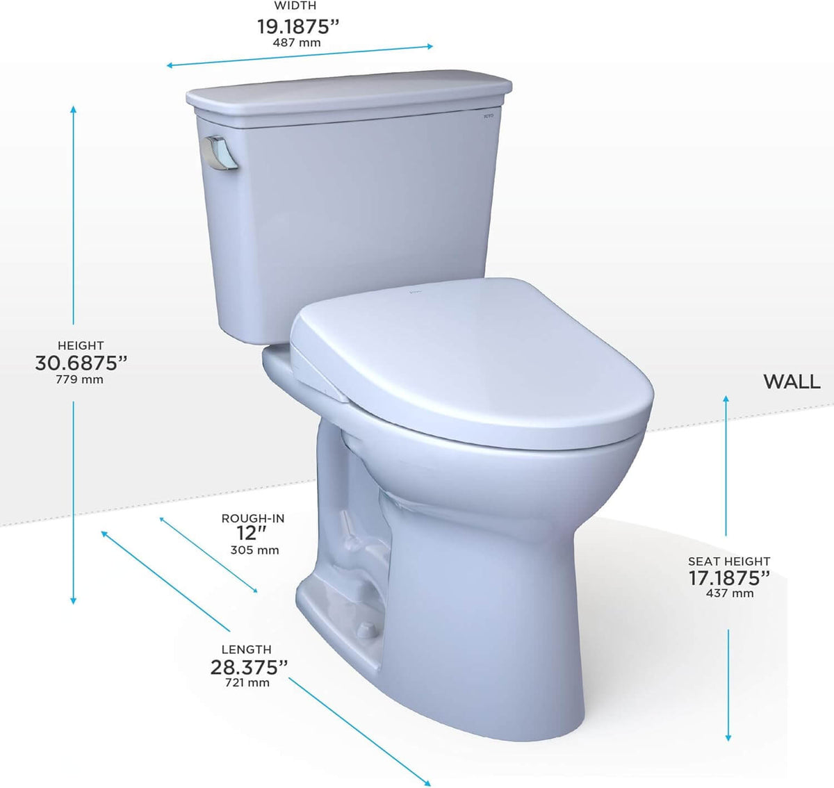 TOTO Drake Transitional WASHLET+ S2 Two-Piece Toilet - 1.28 GPF - Universal Height