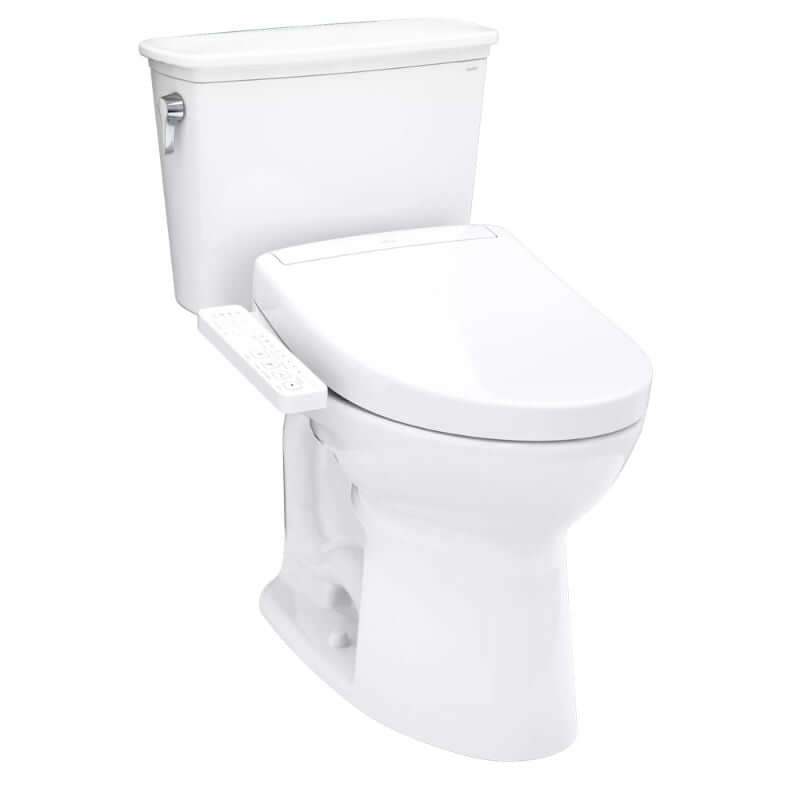 TOTO Drake Transitional WASHLET+ S2 Two-Piece Toilet - 1.28 GPF - White toilet on a white background