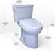 TOTO Drake Transitional WASHLET+ S5 Two-Piece Toilet - 1.28 GPF - Universal Height - White toilet with dimensions labeled on a white background