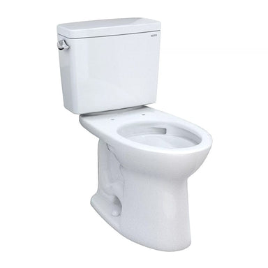 TOTO Drake Two-Piece Toilet, 1.28 GPF, Universal Height, Elongated Bowl, shown without seat.