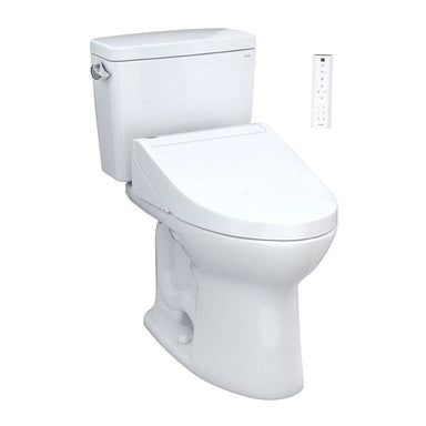 Alt Tag: TOTO Drake Washlet+ C5 two-piece toilet with 1.28 GPF flush, featuring modern design and efficient performance.