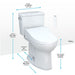 TOTO Drake Washlet+ C5 Two-Piece Toilet with dimensions shown: 1.28 GPF, Universal Height, remote control displayed.