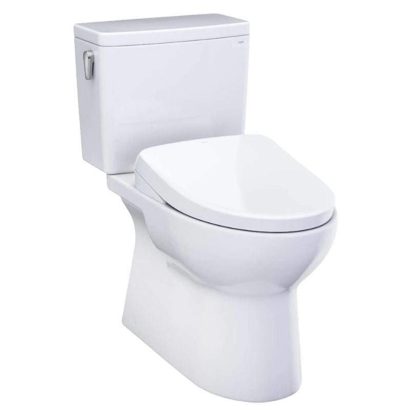 TOTO Glaston 1G WASHLET+S7 Two-Piece Toilet - White toilet with closed lid on a white background