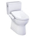 TOTO Glaston WASHLET+S2 Two-Piece Toilet - 1.28 GPF - White toilet with seat cover on a white background