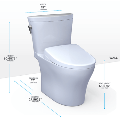 TOTO Aquia IV Arc Washlet + S7 Two-Piece - dimensions and sleek design