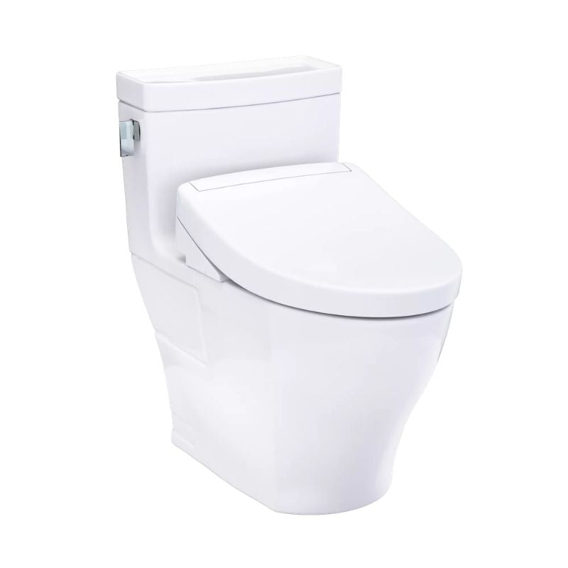 TOTO Legato WASHLET+ S5 One-Piece Toilet - 1.28 GPF - White toilet on a white background