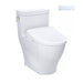 TOTO Legato Washlet S7 one-piece toilet with remote control, white, 1.28 GPF water-saving design for enhanced bathroom comfort.