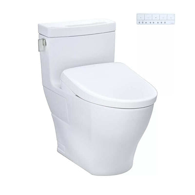 TOTO Legato Washlet+ S7A One-Piece - White toilet with closed lid on a white background
