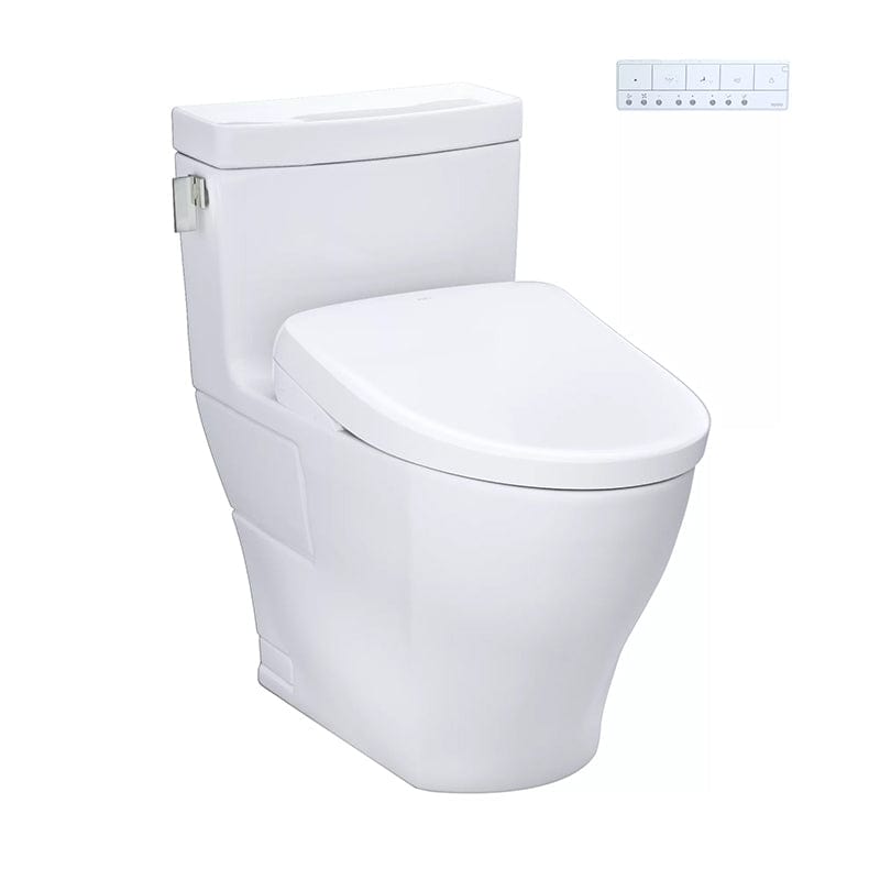 TOTO Legato Washlet S7A One-Piece Toilet with remote, sleek modern design, 1.28 GPF, water-saving technology.