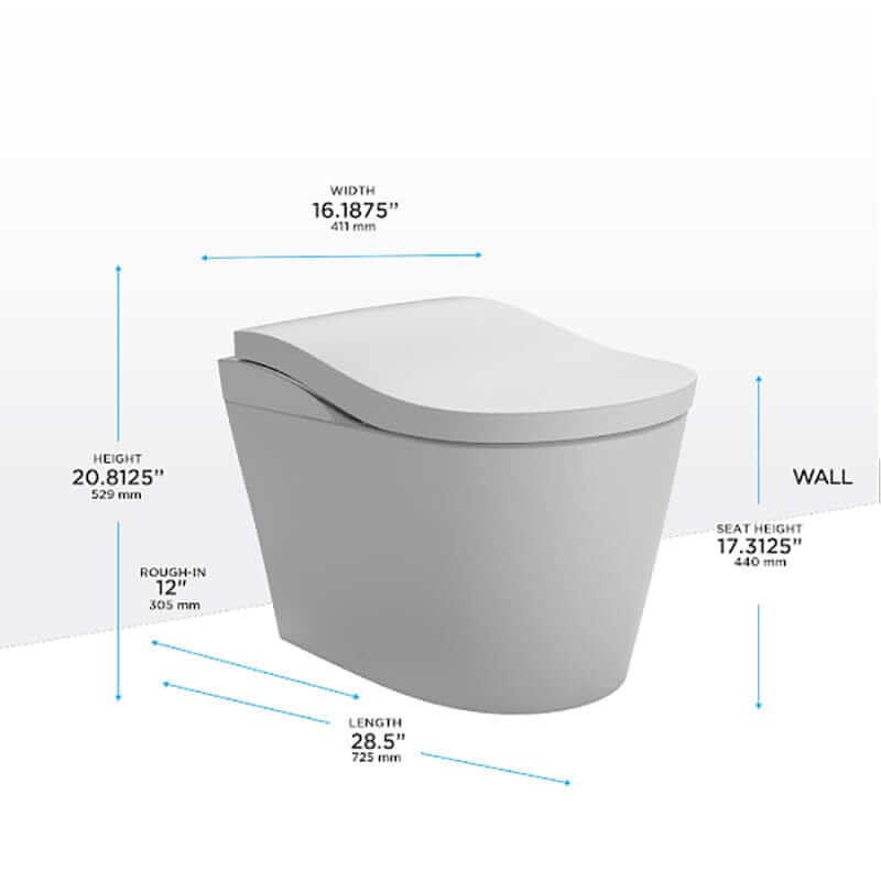 Dimensions diagram of TOTO Neorest LS Bidet Toilet showing length, width, and height measurements.