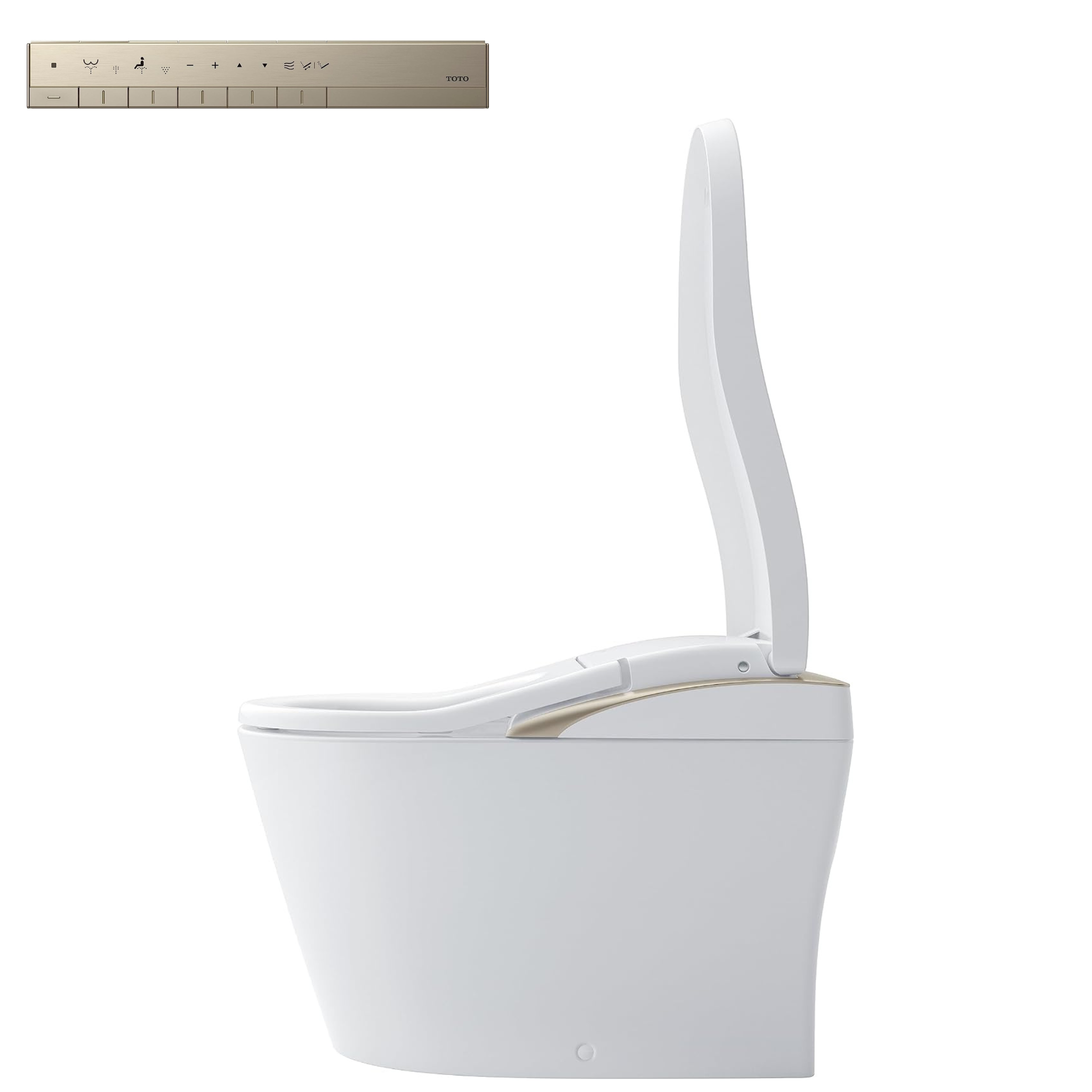 Neorest LS Nickle Trim side view with remote